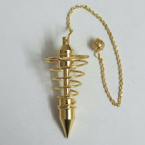 Supplier of Natural Gold Plated Big Spiral Pendulums with Chakra Color and 70mm Size Crystals & Agate Stone for Sale - Product Image 1