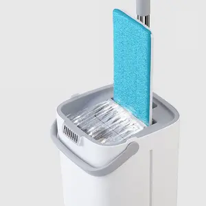 Mop piatto pulito antigraffio con doppio secchio per separare mop e secchio per acqua sporca e pulita per la pulizia della casa e del pavimento