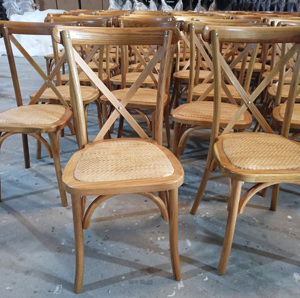Silla de Comedor de Madera Maciza de Alta Calidad al Mejor Precio, Silla con Respaldo Cruzado y Asiento de Ratán - Product Image 4