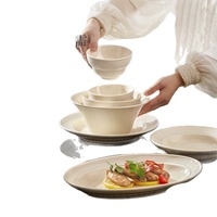 Ensemble de bols et vaisselle en porcelaine sous glaçure haut de gamme motif de fruits crème baguettes écologiques allant au lave-vaisselle