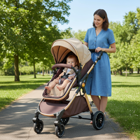 Poussette bébé 2 en 1 pliable avec cadre en acier, pliage à une main, grand panier de rangement