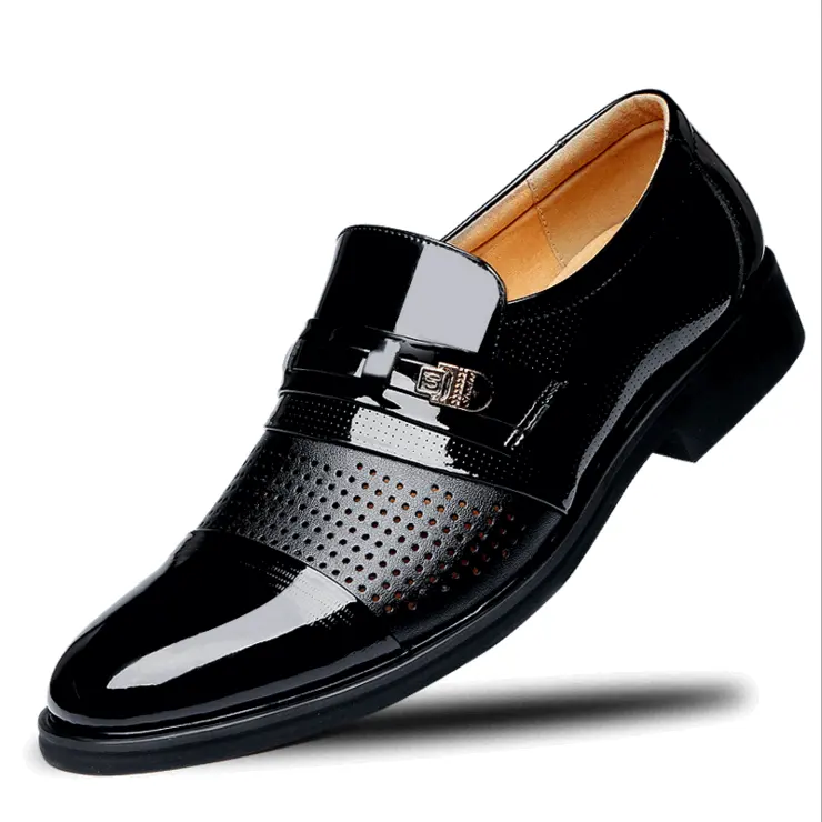 New Business Men Formal Shoes Wedding Pointed Toe Fashion PU Leather Shoes Flats rubber Shoes