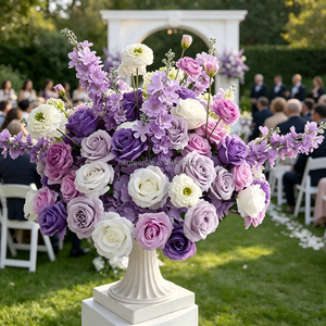 Ornement de table floral artificiel fait main de haute qualité en forme de boule de fleurs violettes pour mariage, vente en gros - Product Image 1