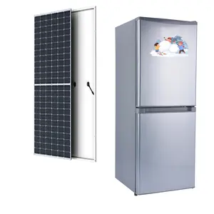 Easy and simple to handle double door refrigerator 168L powered by solar energy conveniently efficiently