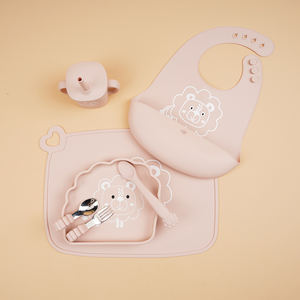 2024 Top vente chaude bébé vaisselle ensemble sans BPA Silicone assiettes bols bavoirs pour nouveau bébé alimentation - Product Image 2