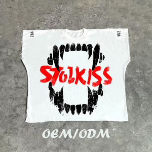 ストリートウェア特大ジムウェアOネックTシャツ男性用ルーズフィット通気性クイックドライスポーツTシャツカスタムロゴプリントジャージーTシャツ - Product Image 2