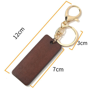Biểu tượng tùy chỉnh woodkeychain Trống Gỗ Keychain gỗ da Carabiner móc khóa - Product Image 5