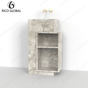 Mueble de Baño Moderno y Lujoso con Pedestal de Piedra Natural Empalmada y Lavabo de Cerámica - Product Image 2