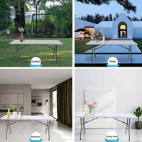 Table Pliante d'Extérieur 180 cm en Plastique HDPE Blanc, Facile à Nettoyer, Transportable, pour Événements et Réceptions