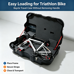 Estuche Rígido para <span class=keywords><strong>Bicicleta</strong></span>, <span class=keywords><strong>Maleta</strong></span> <span class=keywords><strong>de</strong></span> Viaje para <span class=keywords><strong>Bicicleta</strong></span> <span class=keywords><strong>de</strong></span> Carretera, Triatlón, MTB 700c, HDPE ABS, Sin Desmontar, Apta para Transporte en Avión - Product Image 2