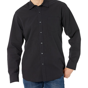Chemise décontractée et habillée pour homme, en coton tricoté de haute qualité, 100 % coton, à manches longues, couleur unie, coupe ajustée, col rabattu, anti-plis - Product Image 1