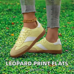 New Hot-selling Classic Soft Leopard Print Casual Versatile Flat-soled <b>Lace</b>-Up PU Upper Fashionable Sports Women's Shoes - Product Image 1