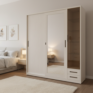 工場卸売カスタマイズ可能なスチール製自立式両開き現代風アルモア省スペースデザインアパート寝室用ワードローブ - Product Image 6