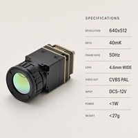 Modul Kamera Pencitraan Termal 640x512 Inti Termal Sudut Lebar 4.6mm Output Video Analog CVBS PAL Tanpa Pendingin VOx 50Hz