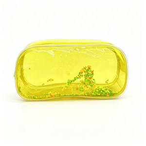 Creative Fine Flash Transparent Quicksand Pencil Case Cartoon Yellow Stationery Box Zipper Waterproof Ins Wind Cosmetic <b>Bag</b> - Product Image 1