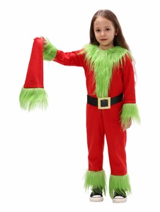 Costume <span class=keywords><strong>de</strong></span> monstre poilu vert pour filles pour les vacances scolaires pour Noël et les personnages TV Tenue <span class=keywords><strong>de</strong></span> père Noël pour enfants - Product Image 5