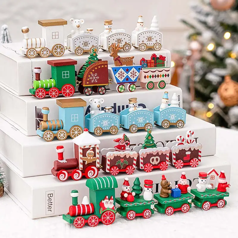 Dekorasi Natal plastik ornamen kereta perlengkapan pesta liburan