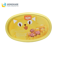 Conteneur IML écologique recyclable, logo personnalisé, boîte à crème glacée ovale en plastique PP jetable de 715 g