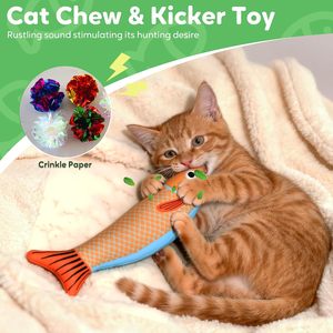 Juguete de Pescado con Catnip para Gatos con Sonajero Incorporado |   Juguete Interactivo de Peluche para Gatos de Interior |   Proveedor OEM de Juguetes para Mascotas - Product Image 3