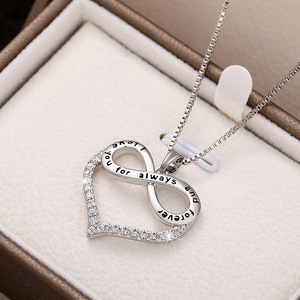 Collana con Ciondolo a Forma di Cuore e Numero Otto alla Moda per Donne, Catena Classica dell'Amore Eterno per Coppie - Product Image 3