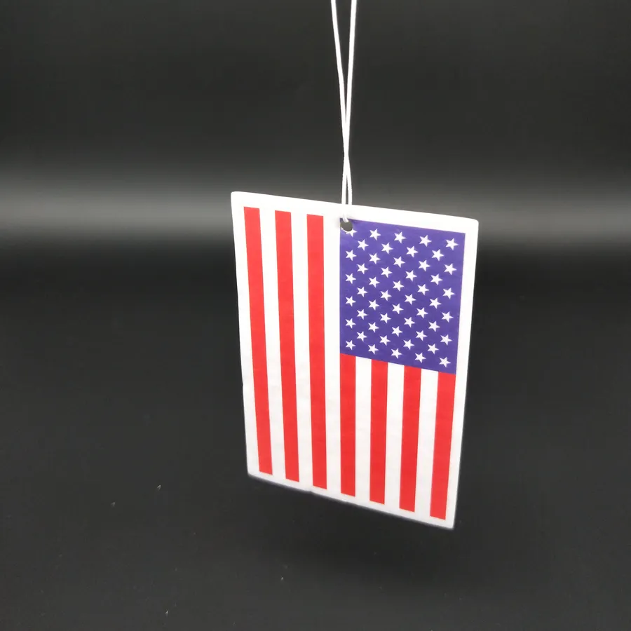 Custom Logo full printing Country USA flag Hanging car air freshener