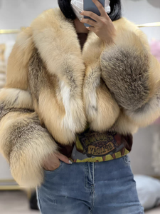 2025 giacca corta da ragazza con <span class=keywords><strong>pelliccia</strong></span> di volpe naturale personalizzata da donna in vera <span class=keywords><strong>pelliccia</strong></span> di volpe - Product Image 5