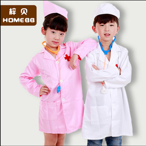 Disfraz de Médico/a y Enfermero/a para Niños Home88, Bata de Laboratorio Rosa y Blanca, Traje de Juego de Roles, 5-7 Años, Unisex - Product Image 1