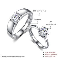 Nouvelles Bagues Ouvertes Réglables en Argent Pur S925 Style Classique pour Mariage Couple Amoureux, Bijoux pour Fête et Fiançailles Homme Femme