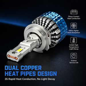 Faro LED H7 <span class=keywords><strong>de</strong></span> 160W y 50000LM con Doble Tubo <span class=keywords><strong>de</strong></span> Cobre para Refrigeración, Kit <span class=keywords><strong>de</strong></span> Conversión <span class=keywords><strong>de</strong></span> Alta Potencia para Talleres Profesionales - Product Image 3