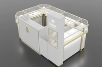 Vitrine de présentation de bijoux moderne de luxe à LED, écologique, en bois MDF et verre, pour magasin de détail, centre commercial, kiosque ou stand.