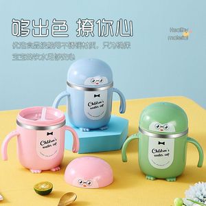 Vaso infantil de acero inoxidable con pajita de 300 ml con graduaciones para que beban los niños pequeños - Product Image 5