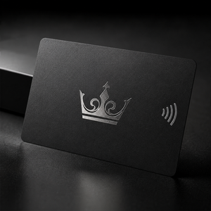 บัตรสมาร์ทการ์ด RFID สีดำด้านแบบกำหนดเอง พร้อมการพิมพ์ฟอยล์สีเงิน สำหรับการจัดการสมาชิกวีไอพี - Product Image 1
