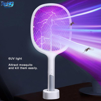 Ventes chaudes Lampe tue-insectes électrique rechargeable par USB 2 en 1 Fonctionnelle Raquette anti-moustiques UV rechargeable par USB