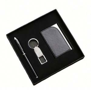 Design Wholesale <b>Personalized</b> Custom Pu Leather <b>Keychain</b> Promotion Luxury Gift Set for Office Employees Souvenir Business Gifts - Product Image 1