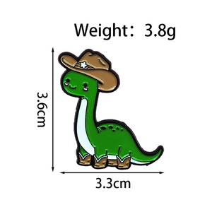 Épinglette en émail dinosaure cowboy mignon, broche amusante dinosaure <span class=keywords><strong>western</strong></span>, cadeau animal kawaii pour sacs à dos - Product Image 5