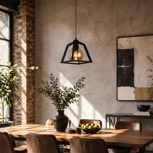 Manufacturers direct sales Industrial Lantern Matte Black Metal Amber Glass Globe Pendant <b>Light</b> - Product Image 3