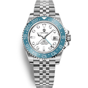 Reloj Mecánico para Hombre Berjani, GMT, Doble Zona Horaria, Fecha Luminosa, Correa de Acero Inoxidable, Resistente al Agua 100m - Product Image 5