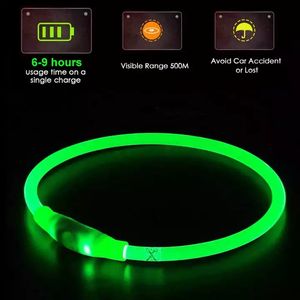 애완 동물 Usb 충전식 큰 큰 빛 개인 제조 실리콘 방수 Collares 사용자 정의 <span class=keywords><strong>Led</strong></span> 개 목걸이 - Product Image 2