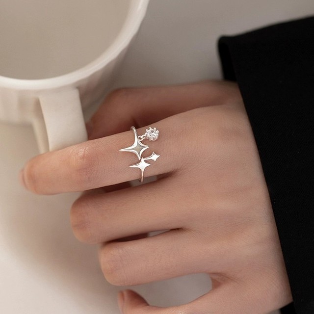 925 Sterling Silver Ornament Ins Style Star Ring Women's Design Sense High-end