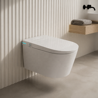 Inodoro Inteligente de Pared con Control Remoto, Bidé Integrado, Asiento con Calefacción, Descarga Automática, Secado con Aire Caliente, Desodorizador, WC de Porcelana