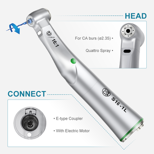 Contraángulo Endodóntico S16-1L Serie Smile 16:1 <span class=keywords><strong>de</strong></span> Baja Velocidad con Pulverizador Cuádruple y Mandril <span class=keywords><strong>de</strong></span> Botón Tipo E - Product Image 4