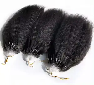 Bán buôn Nhà cung cấp Ấn Độ Micro vòng vòng afro kinky tóc con người Micro liên kết phần mở rộng tóc kinky thẳng lớp biểu bì phù hợp tóc