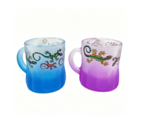 Vente en gros de tasses en verre givré personnalisées avec logo, imprimé dauphin et tortue de mer, souvenir touristique de plage, mini-gobelet à shot