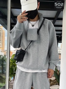 Venta al por mayor de <span class=keywords><strong>moda</strong></span> Casual Sudadera con capucha personalizada con media cremallera de cuello de tortuga impresión carta sudadera - Product Image 6