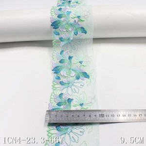 Adorno de encaje bordado de flores multicolor, materiales para accesorios de vestido, recorte de encaje Borde 10cm, disponible en fábrica - Product Image 2