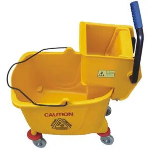 32L Mop Bucket W/ Side Press Wringer 25 32 Quart/9 Gallon Capacity Yellow