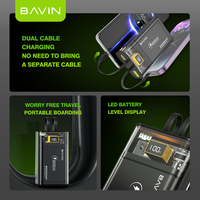 BAVIN PC1003S pantalla LED transparente pd20w portátil 20000mAh banco de energía de carga rápida con cable dual