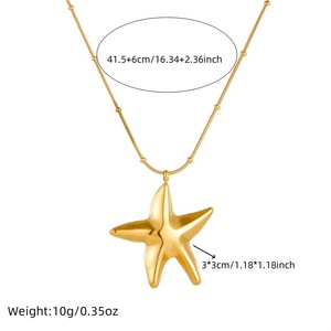 Starfish Pendant Necklace Gold Plated Stainless Steel Snake Chain Unisex Everyday Wear - Product Image 5