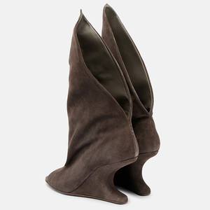 Sandalias de Verano con Punta Abierta de Ante, Botines de Tacón Alto con Plataforma, Botas Cortas Sexys para Mujer con Corte en V - Product Image 4