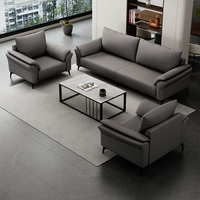 Ensemble de canapés de bureau modernes en cuir gris pour réception, salle d'attente et mobilier commercial